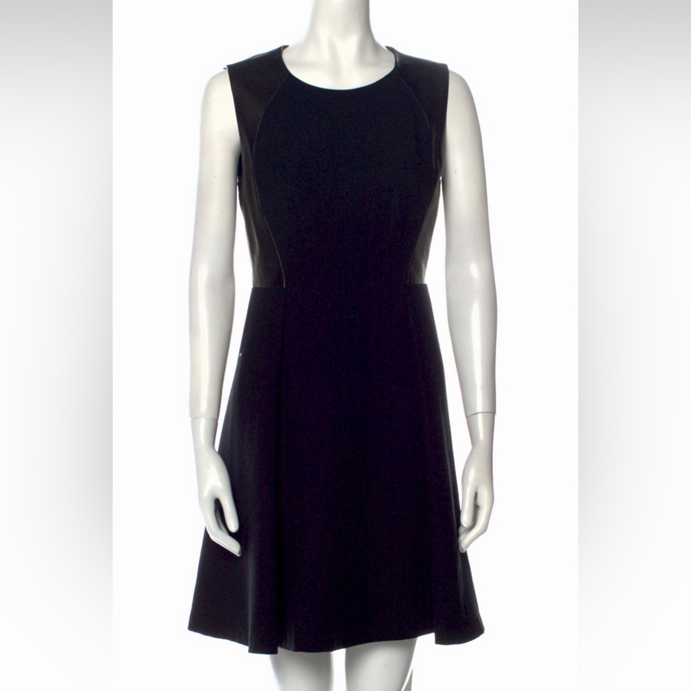 Rebecca Taylor Genuine Leather Black Fit and Flare Dress Size 4